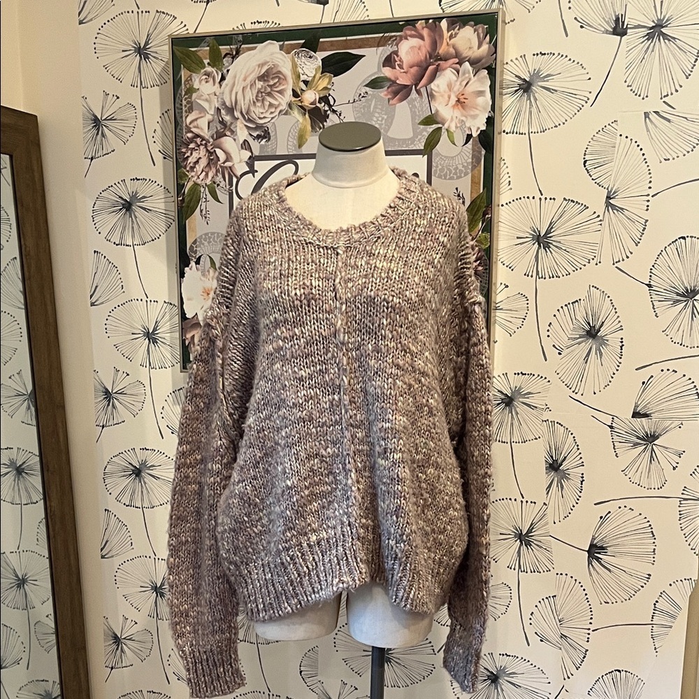John Jen L Cozy Knit Women's Sweater - Cream and Brown